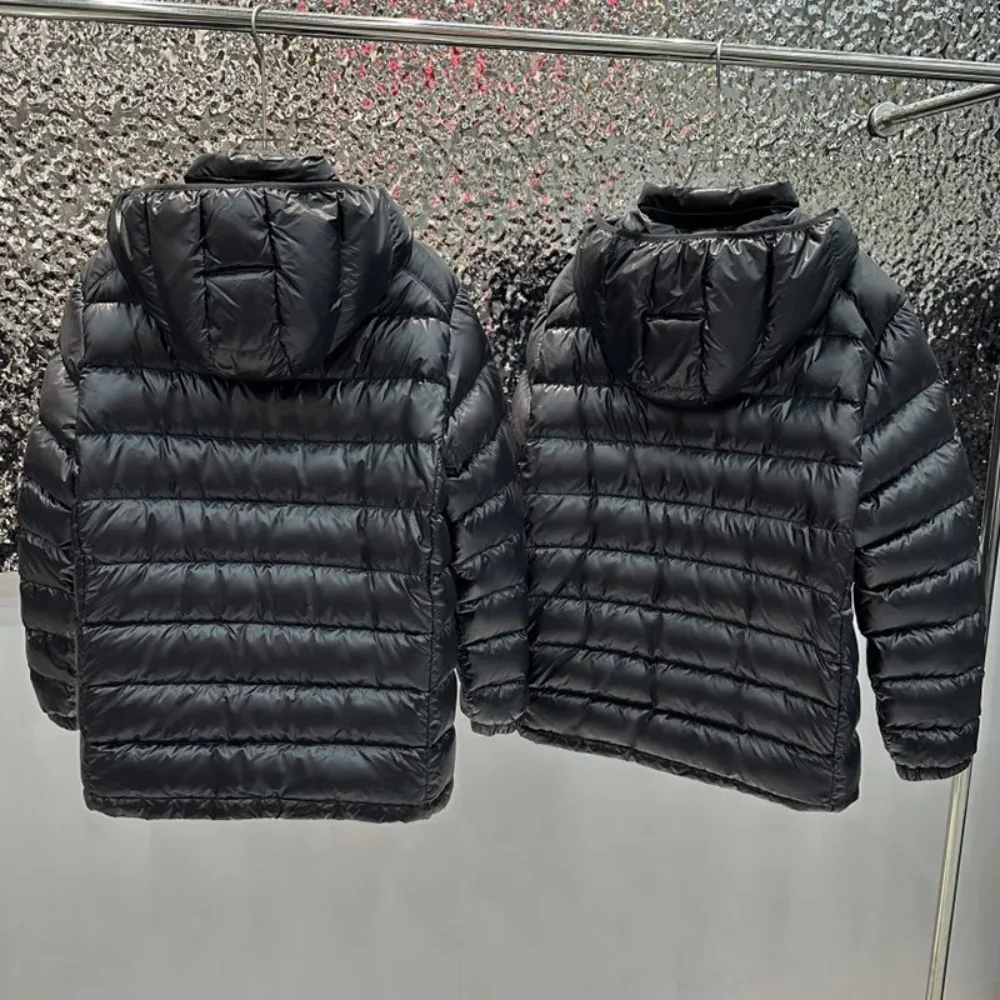 Short Hood 90% White Duck Down Black Glossy Coat New Winter Warm Lightweight Puffer Jacket for Women with Oversized Down Jacket