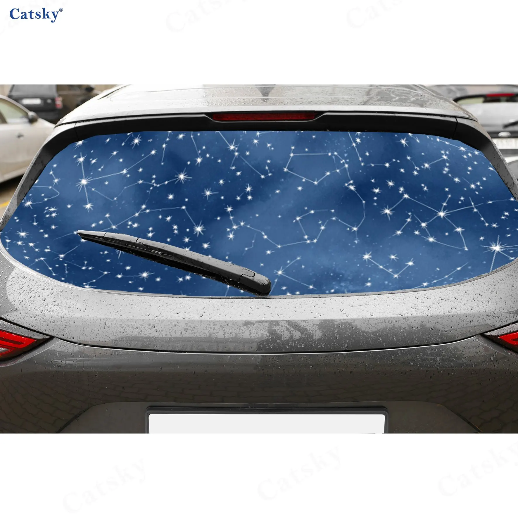 

Starry Constellation Mystery Style PVC Perforated Car Vinyl Wraps, Durable Car Rear Windshield Sticker, Waterproof Car Rear Wind