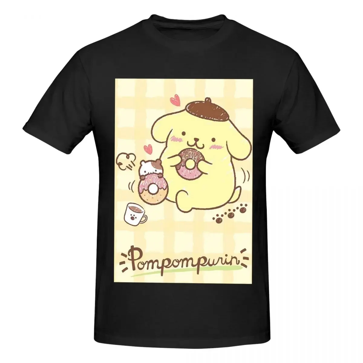 Pom Pom Purin Sanrio T-Shirt for Men Cotton Oversized T Shirts Men's Tees Short O-Neck Summer Clothes Tops S-6XL