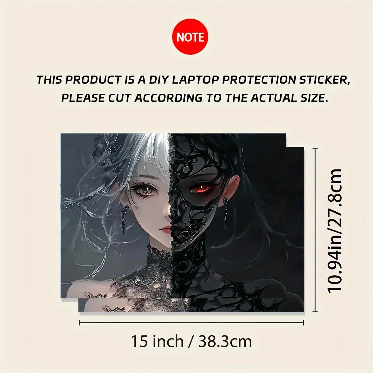 A set of 2 angel and devil patterned laptop art stickers, suitable for universal laptop skin stickers, non reusable