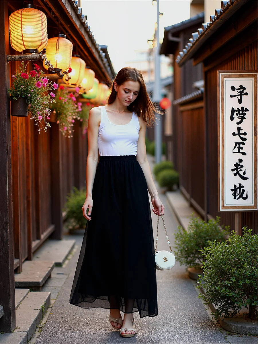 กางเกงชีฟองทรงขาบานเอวยางยืด ผู้หญิง 2025 ฤดูร้อน ผู้หญิง ฤดูใบไม้ร่วง ผ้ามีเท็กซ์เจอร์ ทรงขาบานเล็กน้อย สไตล์นักเรียน นักศึกษา ทันสมัย ดูอ่อนเยาว์