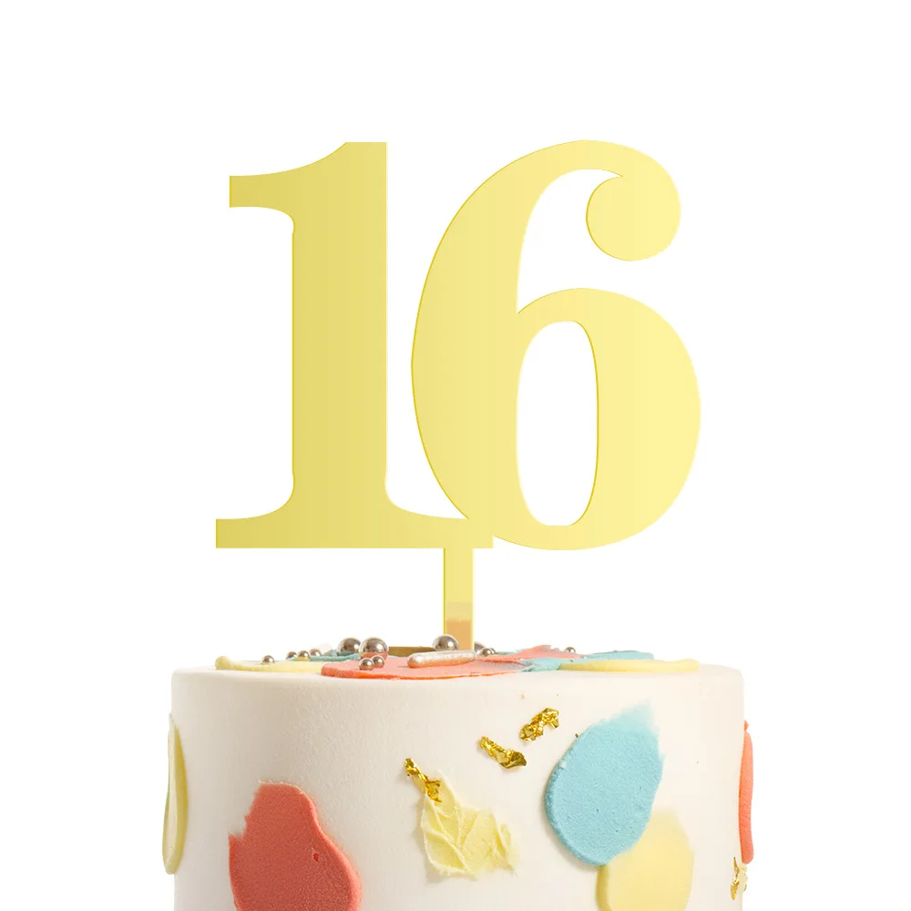 Gold Acryl 18/21/30/40/50/60/70/80 Kuchen Topper Oberfläche Kuchen Topper für Geburtstag Party Hochzeitstag Kuchen Dekoration – Detail 9