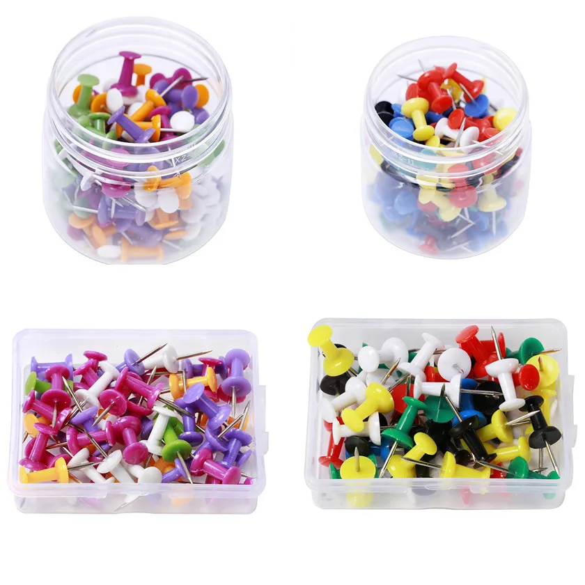 100P/50Pcs Color Thumbtacks Push Pins Map Pin Cork Board Thumb Tacks Pushpin Stationery Buttons Pins Office School Supplies