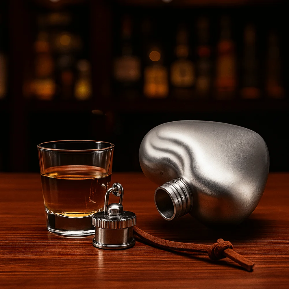 Portable Mini Heart Hip Flask 1 Oz Food Grade Stainless Steel Wine Flask Pendant Leakproof Wine Pot Women