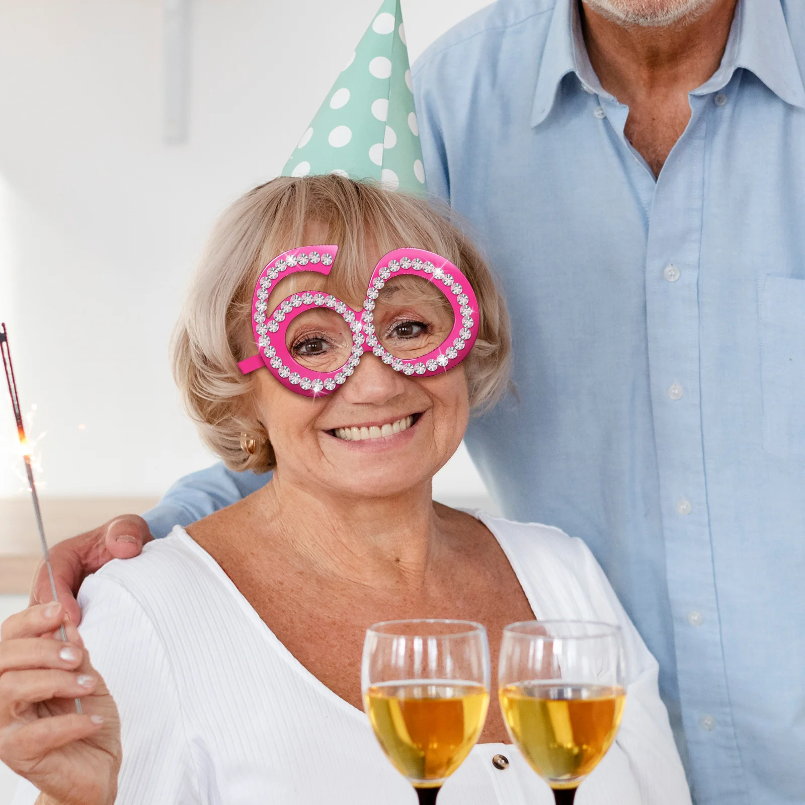 

2Pcs Reusable Birthday Eyewear Glitter Frame Novelty Glasses Party Decor Photo Props Supplies 60th Birthday Glasses