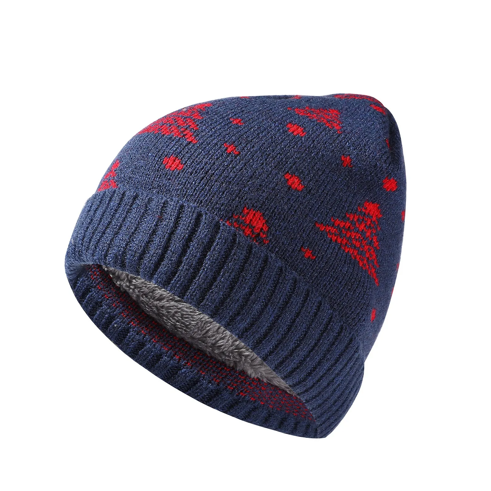 Autumn/Winter/Christmas h Thick Double Layer Warm Knitted Wool Hat