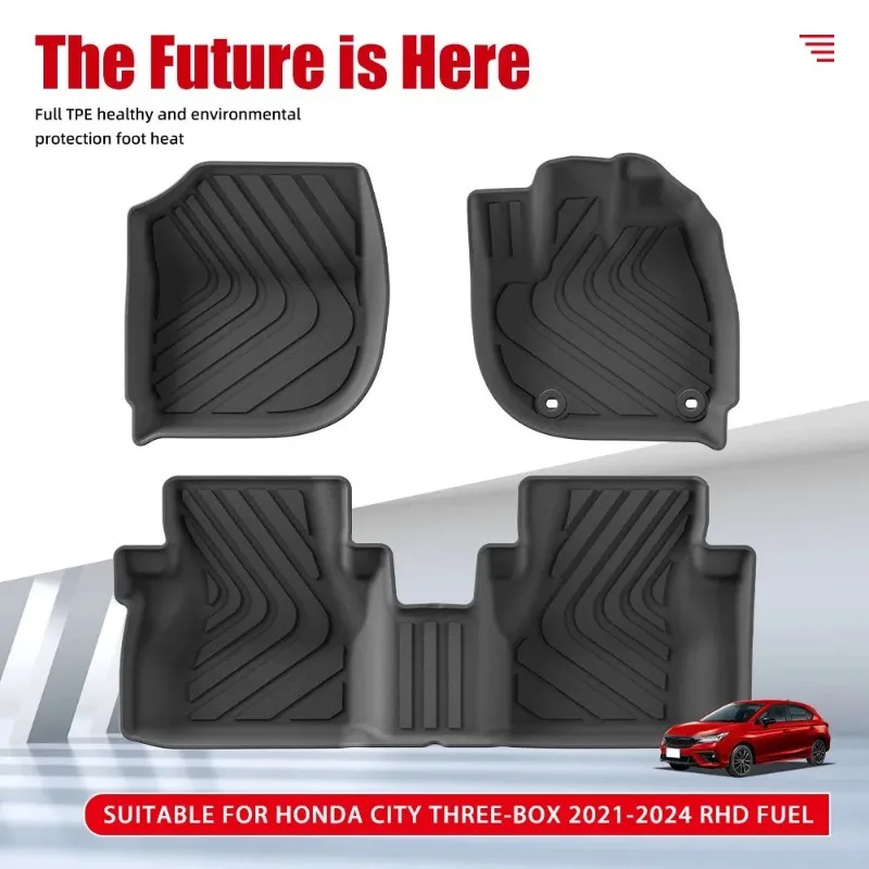 New Arrivals TPE Waterproof Rear Trunk Mat For Honda City Three-Box 2021-2024 RHD Fuel Custom Fit Cargo Liner Anti-Slip
