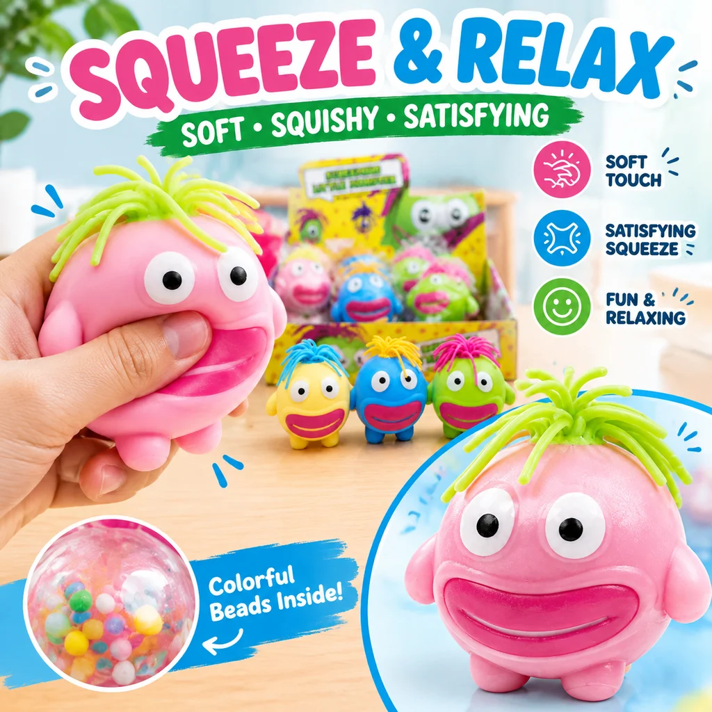New Creative Cartoon Monster Squishy Toy Hair Pulling Sausage Mouth Ugly Cute Stress Relief Wholesale Novelty Funny Gift