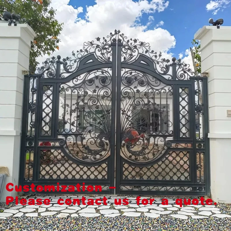 

custom.Customized Traditional Manual Main House Driveway Wrought Iron Swing Gate with Durable Design Truck