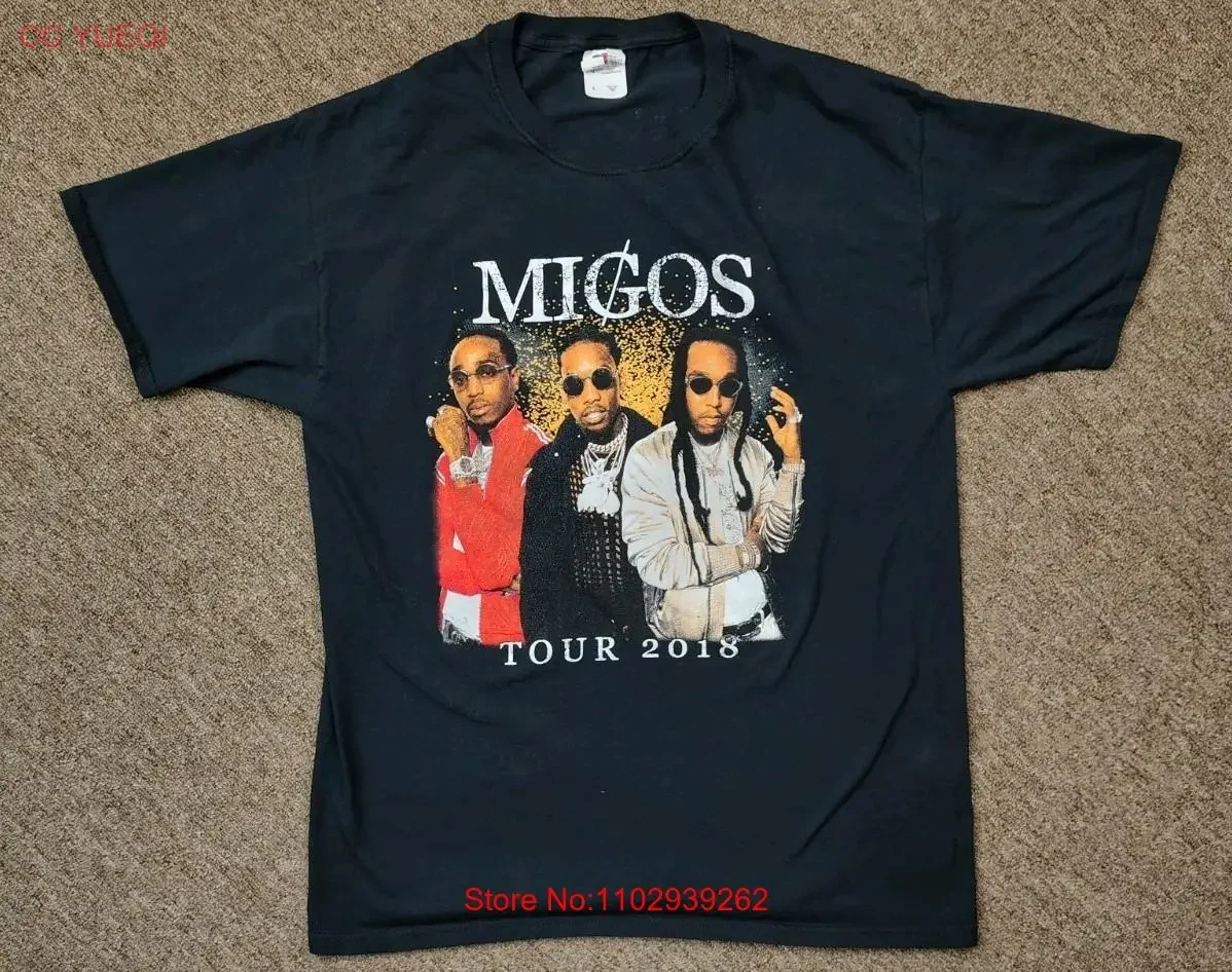 MIGOS Summer Tour 2018, футболка Hartford CT, мужская L, черная, в стиле хип-хоп, винтажная, растянутая, модная, повседневная, стильная