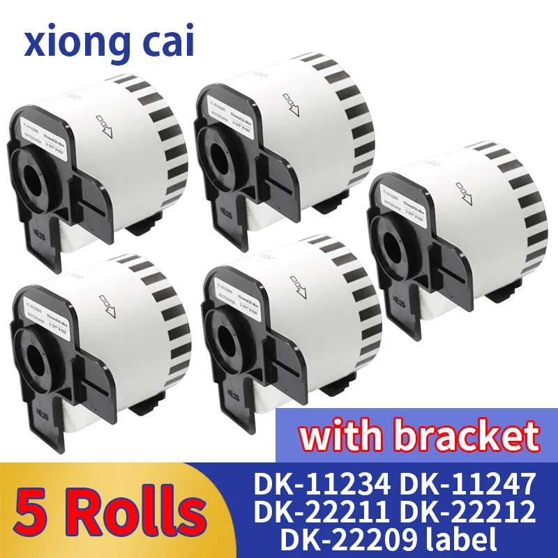 5 Rolls DK-11234 DK-11247 DK-22211 DK-22212 DK-11209 label thermal paper for Brother QL-1100/1050N/720NW/800/810W/820NWB/1115NWB