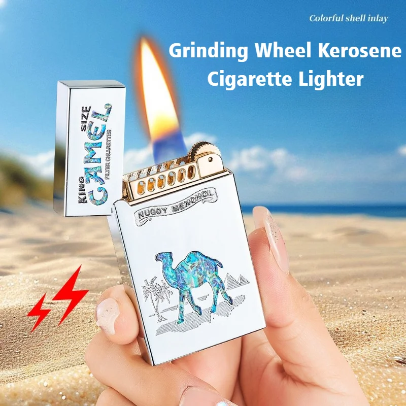 

New Grinding Wheel Lighter for Smokes Coal Oil Cigar Igniter Windproof Open Flame Metal Cigarette Lighters & Smoking Accessories