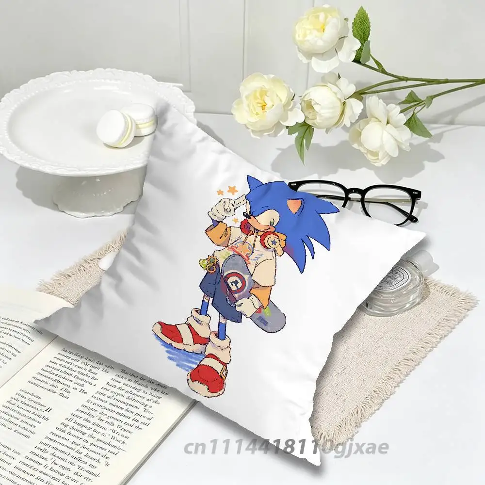 S-Sonadow Sonic Shadow The Hedgehog Pillow Case For Home Bedroom Car Office Decoration Living Room Sofa Cushion Cover Suitable