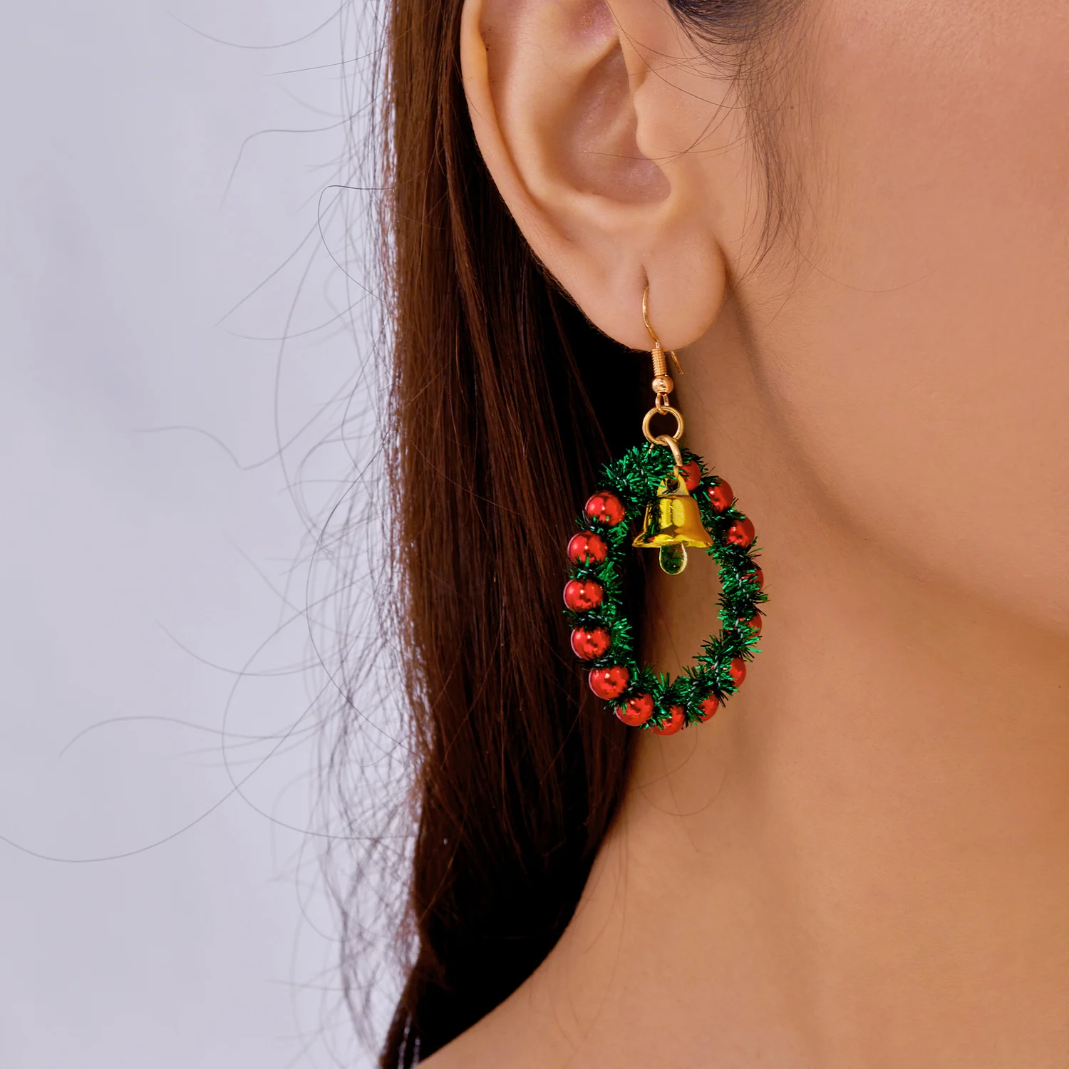 Kreative Grüne Farbe Weihnachten Girlande Bogen Glocke Anhänger Ohrringe für Frauen Mode Weihnachten Baum Ohrringe Neue Jahr Ohr Schmuck Geschenk – Detail 18