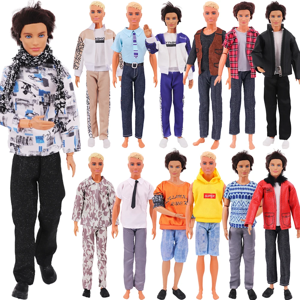 Juego de ropa hecha a mano para muñeca Ken, camiseta/chaqueta + Pantalones de moda para muñeca de 11,8 pulgadas, regalo artesanal, 1 Juego