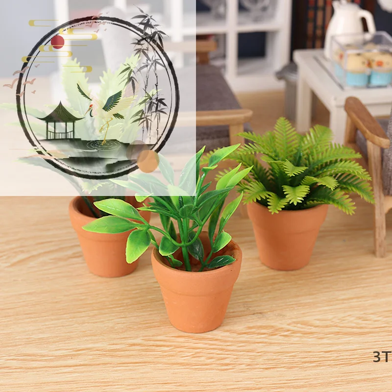 

Миниатюрное растение в горшке 1:12 для кукольного домика, декоративное зеленое растение в горшке