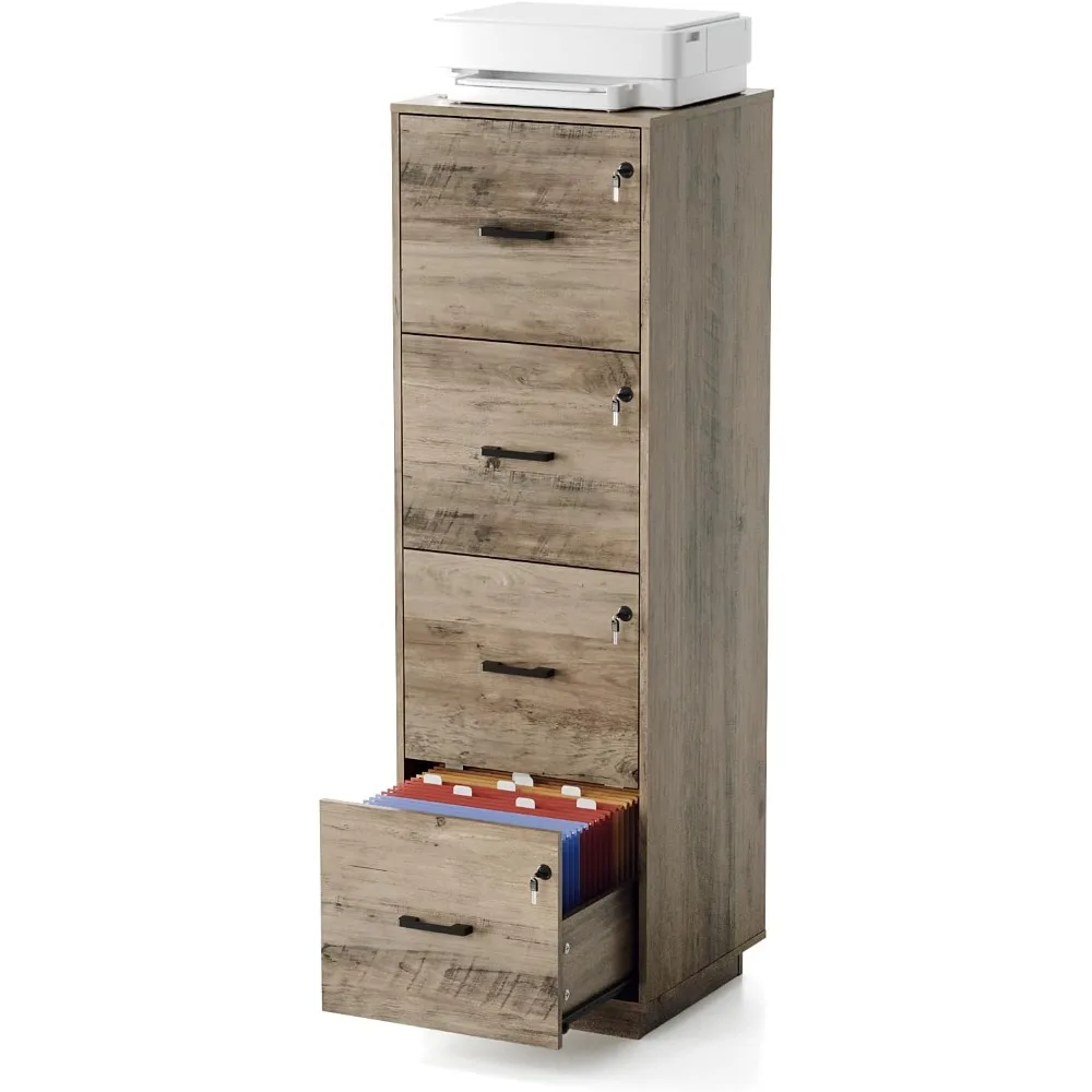 2 Drawer File Cabinet with Lock, Rolling File Cabinets for Home Office, Small Printer Stand, Wood Rattan Oak File Organizer