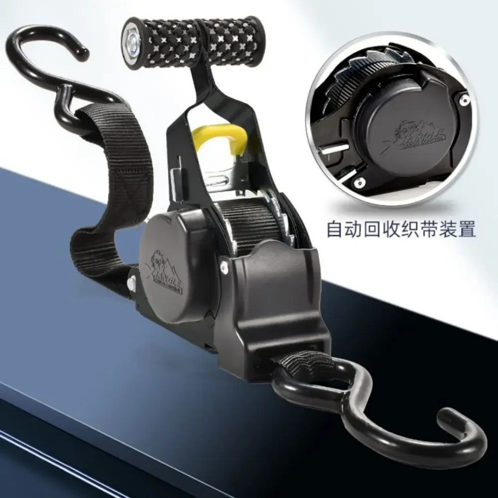 Retractable Auto Ratchet Strap Universal New Tie Down Belts Automatic Rollup Retractable Prevent Fall Ratchet Starp S-Hooks 1pc