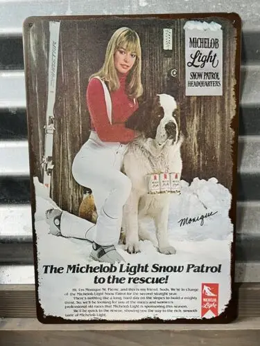 MICHELOB LIGHT SNOW PARTOL TO THE RESCUE TIN SIGN 8