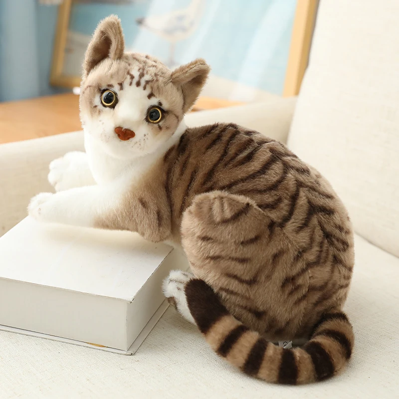 Stuffed Lifelike Siamese Cats Plush Toy simulation American Shorthair Cute Cat Doll Pet Toys Home Decor Gift For Girls birthday