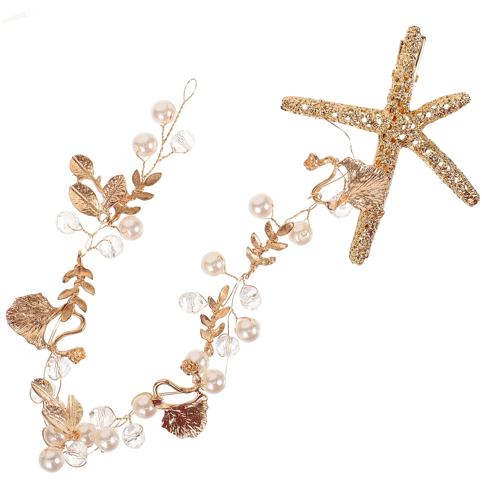 Starfish Headband Alloy Hair Decor Crown Bride Accessories for Girls Sea Hairband Artificial Headpiece