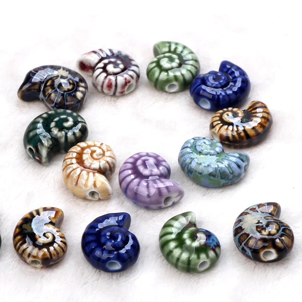 Image of 4 Teile/beutel 20MM Keramik Muschel Geformt Verstreute Perlen DIY Handgemachte Perlen Material Armband Halskette Schmuck Lose Perlen Zubehör