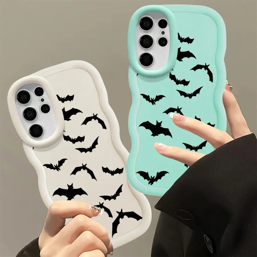 Case for Samsung Galaxy S26 S24+ S21 S22 Ultra S25+ S23 Plus S25 S24 S20 FE Soft Phone Cover Bat Silhouette Print