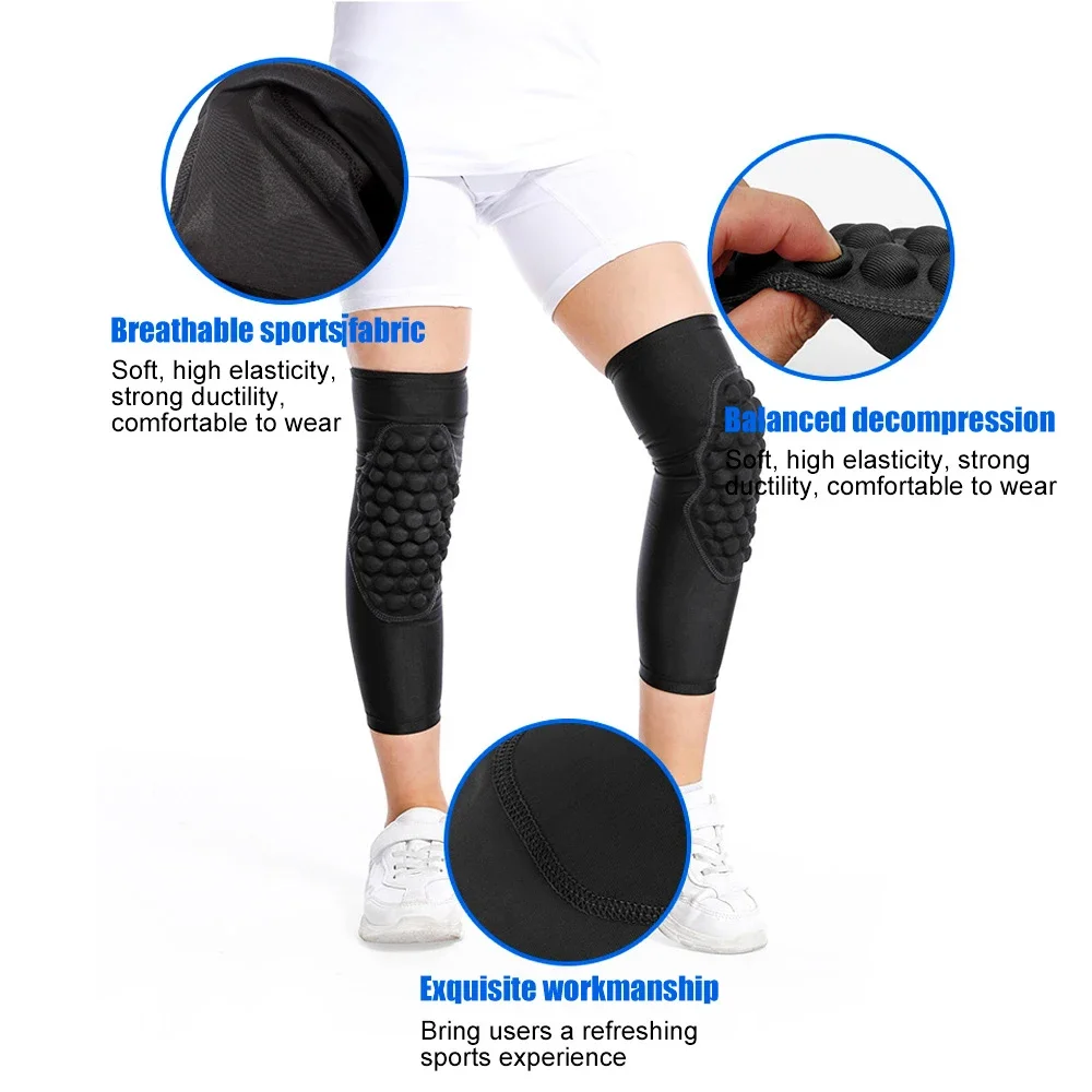 1 Stuks Crashproof Knie Ondersteuning Beschermende Honingraat Sport Been Kniebeschermers Gear Ademend Basketbal Kniebrace Voor Kinderen Voetbal