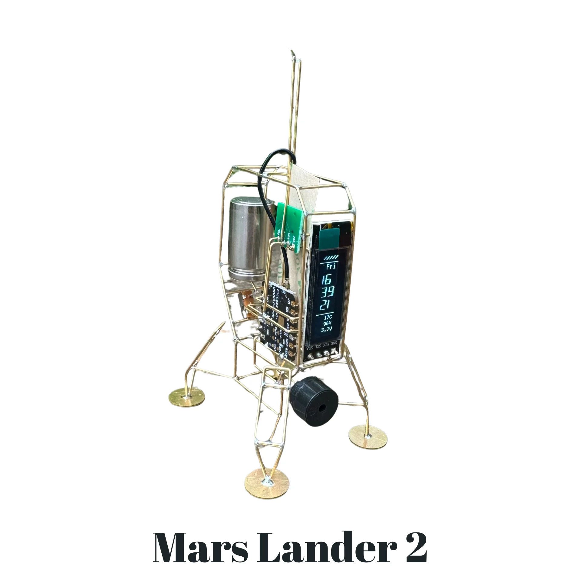 ของตกแต่งโต๊ะทำงาน DIY ของขวัญตกแต่งโต๊ะทำงาน นาฬิกาตั้งโต๊ะ WIFI รูปทรงยานลงจอดบนดาวมาร์ส ทำมือ