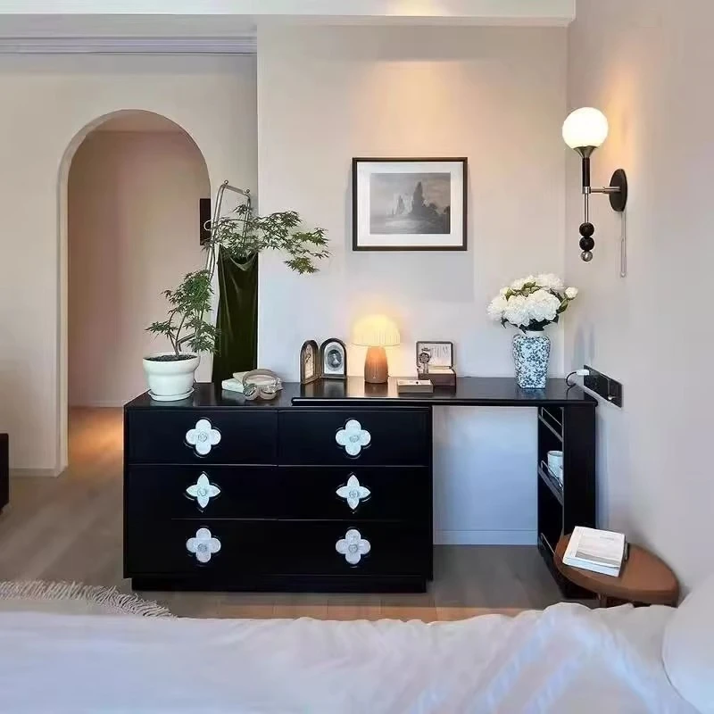 

Dresser solid wood bedroom, retractable makeup table chest of drawers, integrated corner storage sideboard