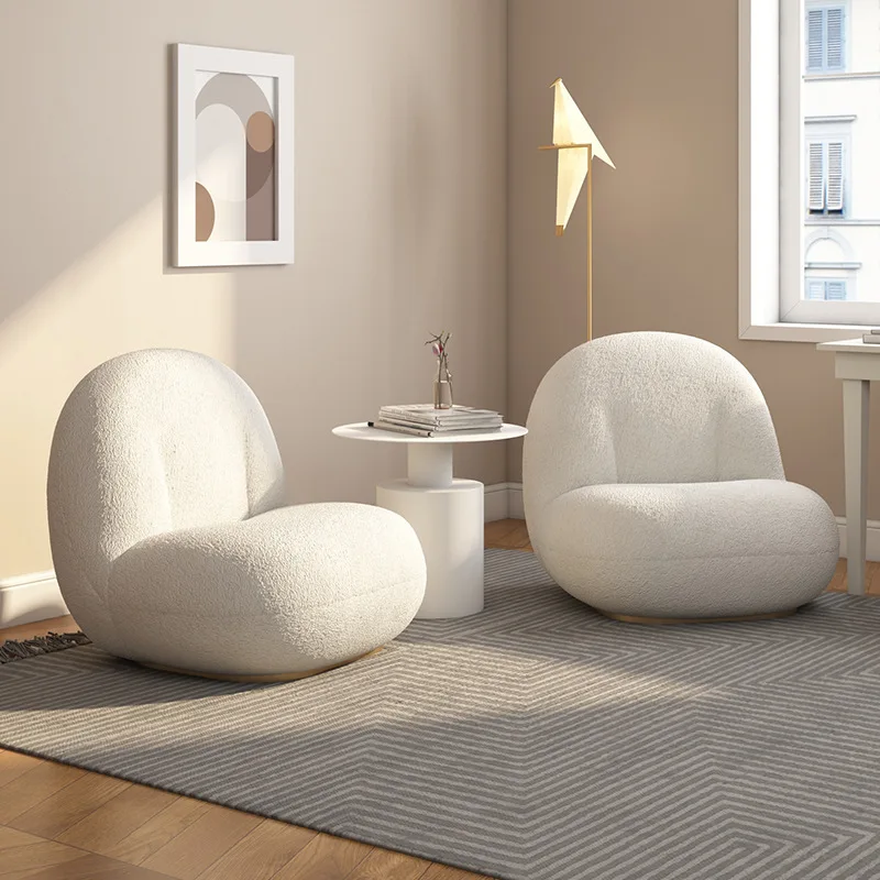 

Lamb wool, single sofa, living room, white fat man, leisure chair, small apartment, tatami mat.