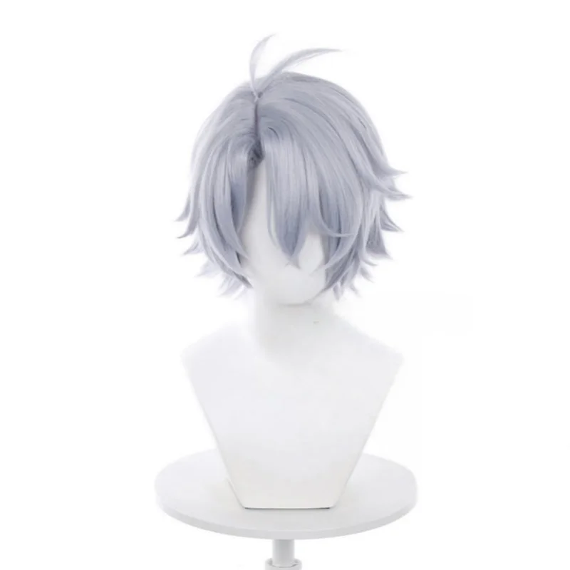 Anime Cosplay Khaslana Wig Short Straight Light Blue Phainon Synthetic Hair Peluca Frieren Festival Role Play Props + Wig Cap 3