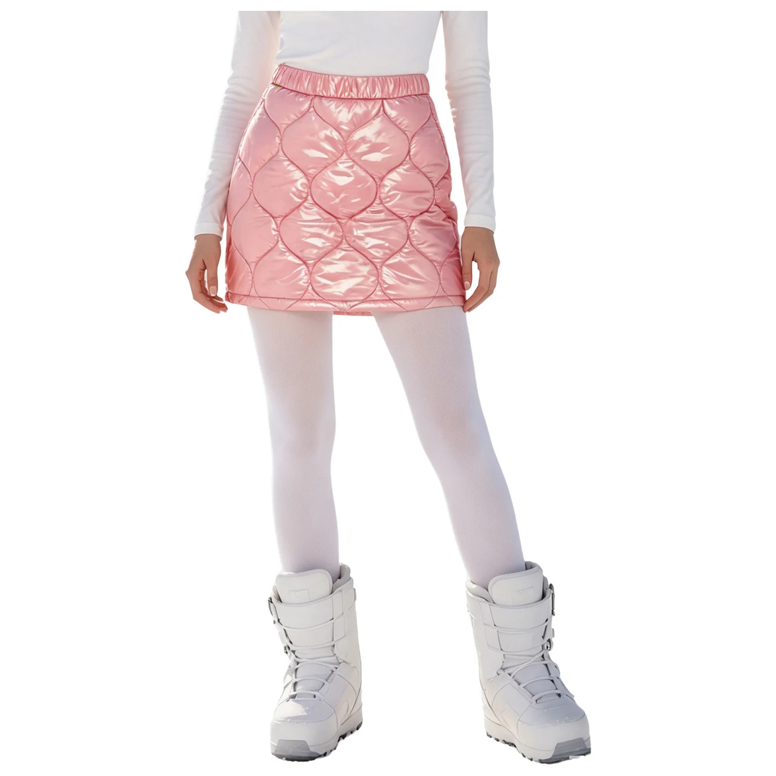 Women Quilted Puffer Skirt Side Zipper Club Hiking Walking A-line Miniskirt Waterproof Warm Padded Skirt