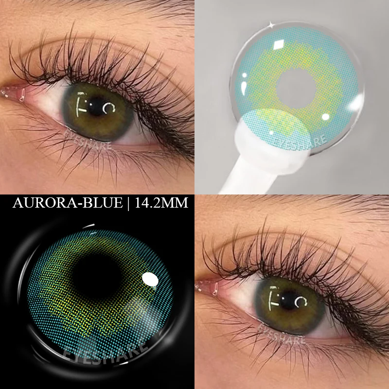 AMARA 1pair Colored Contact Lenses Natural Eye Lens Blue Eye Lenses Brown Lenses Gray Pupils Yearly Cosmetic Green Contacts