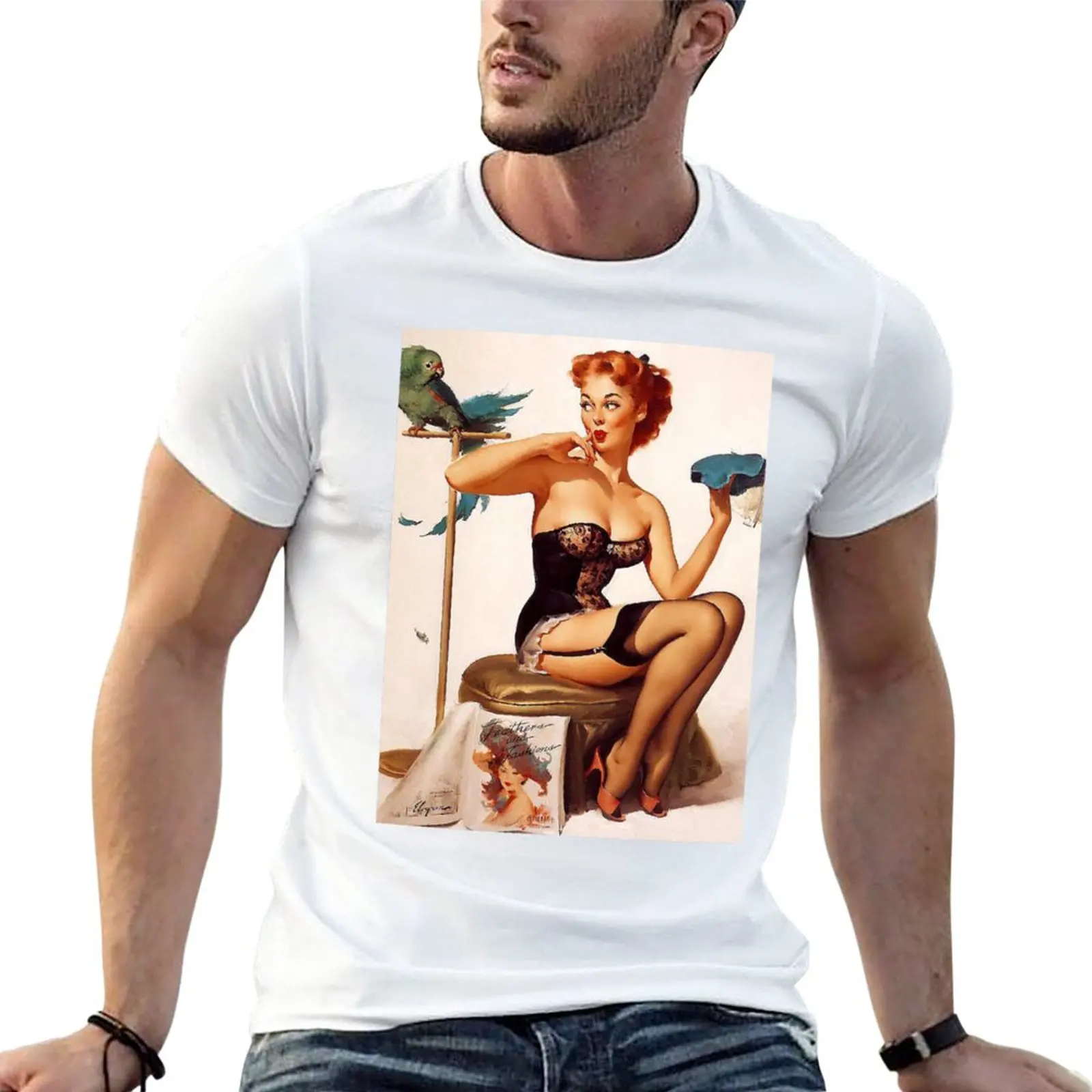 Pin-Up Girl - Elvgren - Vintage T-Shirt blacks blanks designer t shirt men