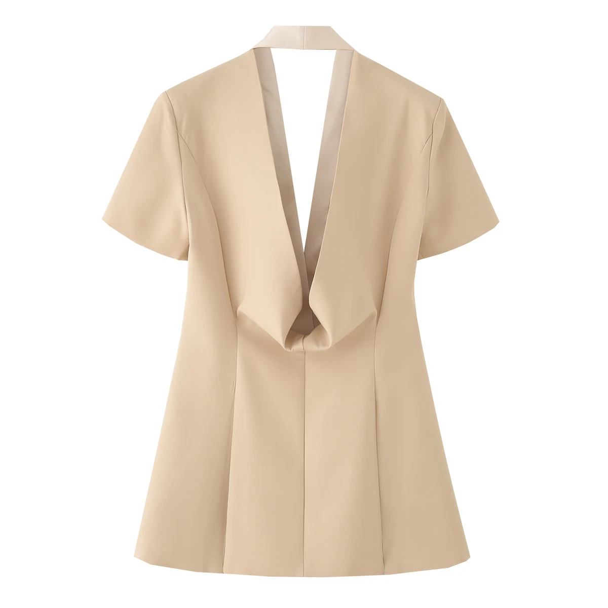 Damska Krótka Marynarka z Krótkim Rękawem, Zapinana na Jeden Guzik, Długa, Bez Pleców, Elegancka Kurtka/Westka