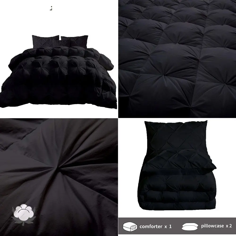Quality Oversized Full Size 82 x 86 Inches, 3pc Pinch Comforter Set UltraSoft AllSeason Down Duvet Insert 500 GSM 800 Thread Co
