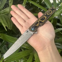 Damascus VG10 Outdoor Folding Knife, Dual Color G10 Handle, Sand Smooth Blade Face, Sharp Blade, Portable Pocket Knife