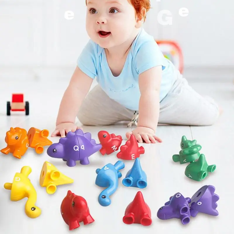 1 Set Montessori per bambini Riconoscimento delle parole a colori per bambini Giocattolo di intelligenza per l'educazione precoce Nuovo abbinamento di lettere di dinosauro