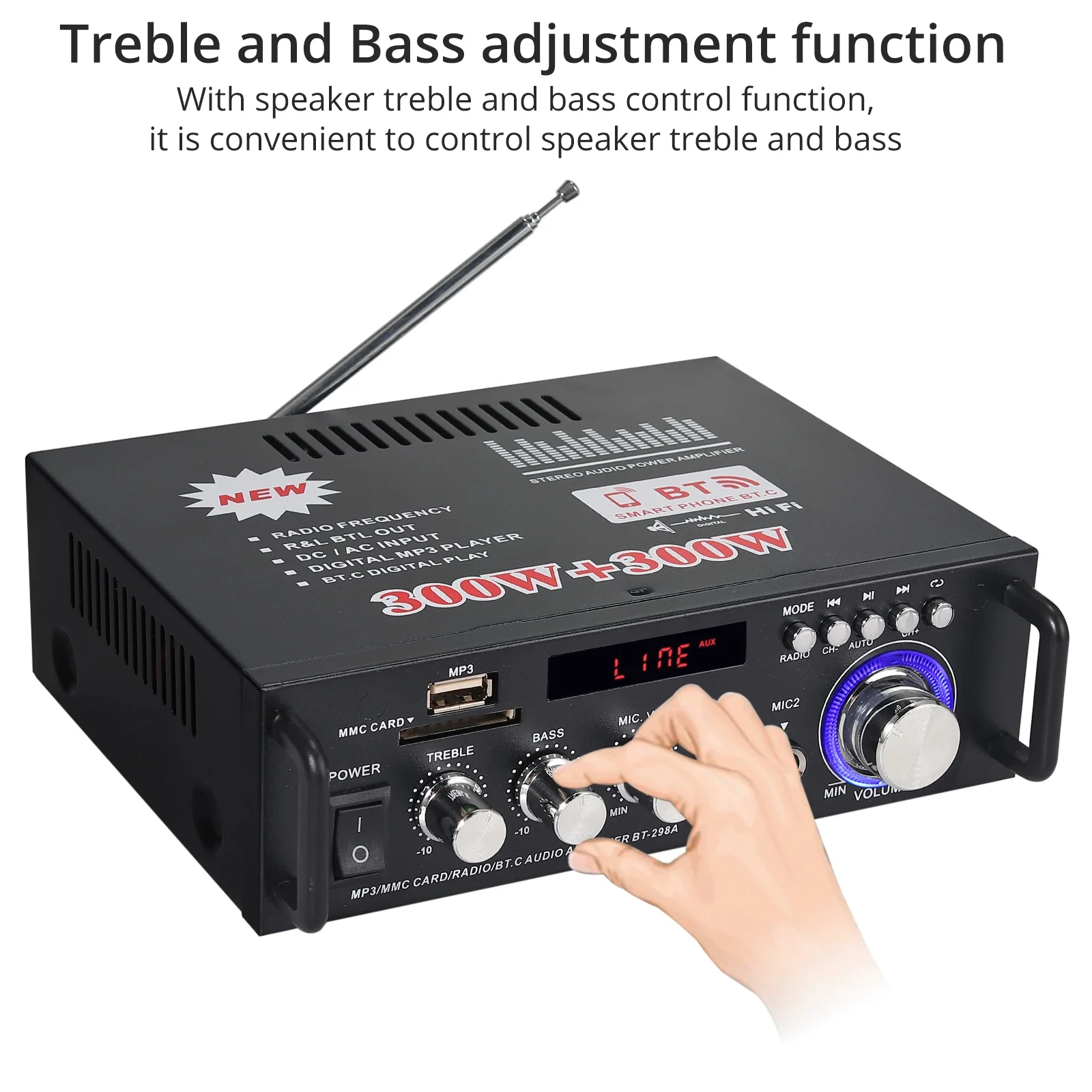 PROZOR 600 Вт усилитель для домашнего кинотеатра Bluetooth стерео аудиоприемник звук SD микрофон USB MMC FM 12 В/220 В регулятор громкости высоких частот