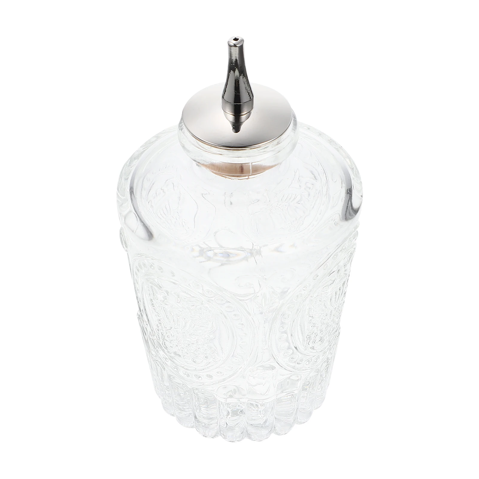 

Glass Bitters Bottle Decorative Embossed Transparent Bar Mixer Sealed Leak Proof Stopper Hotel Restaurant Home Vase