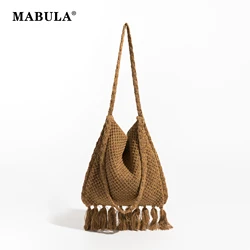 Bawełniana torba Crossbody z frędzlami MABULA dla kobiet estetyczna styl boho posłaniec torebka w stylu Hobo pleciona torebka