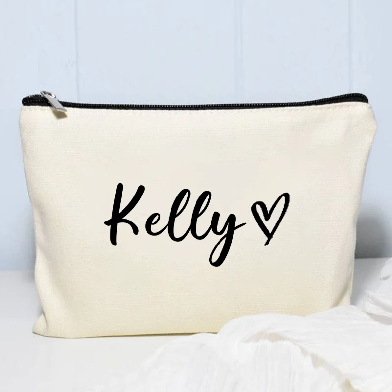 Custom Heart Name Makeup Bag Women Party Gift Travel Cosmetic Organizer Luxury Side Bag for Ladies Wedding Handbag Toilet Pouch