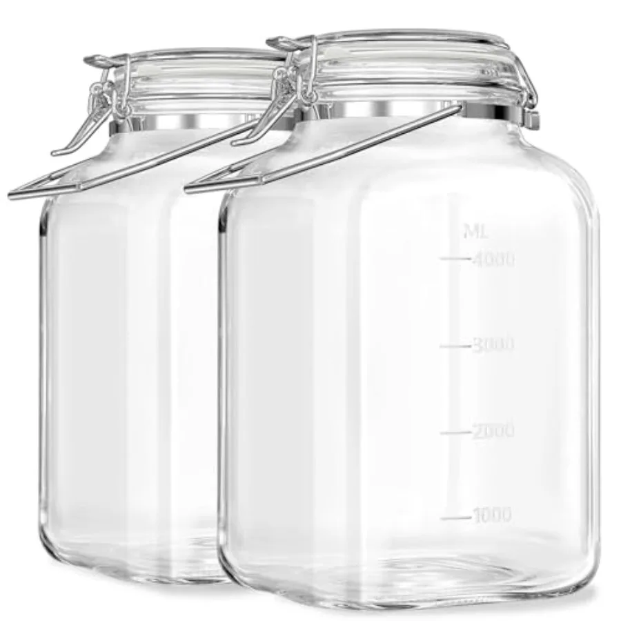 

1.5 Gallon Glass Jars With Airtight Lid, Gallon Mason Jars Wide Mouth w Scale Marks 192 FL Oz,Glass Storage Containers with Lid