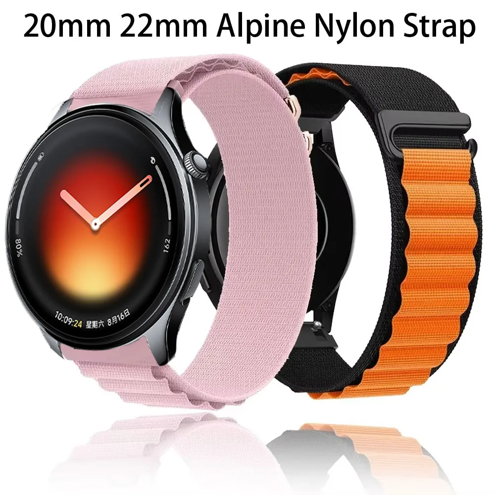 20/22mm Alpine Nylon Loop Strap For Xiaomi watch 5/S4-3-2-1 Comfortable Wristband For Oneplus Watch Lite/3/2/2R/Realme Watch 5/S