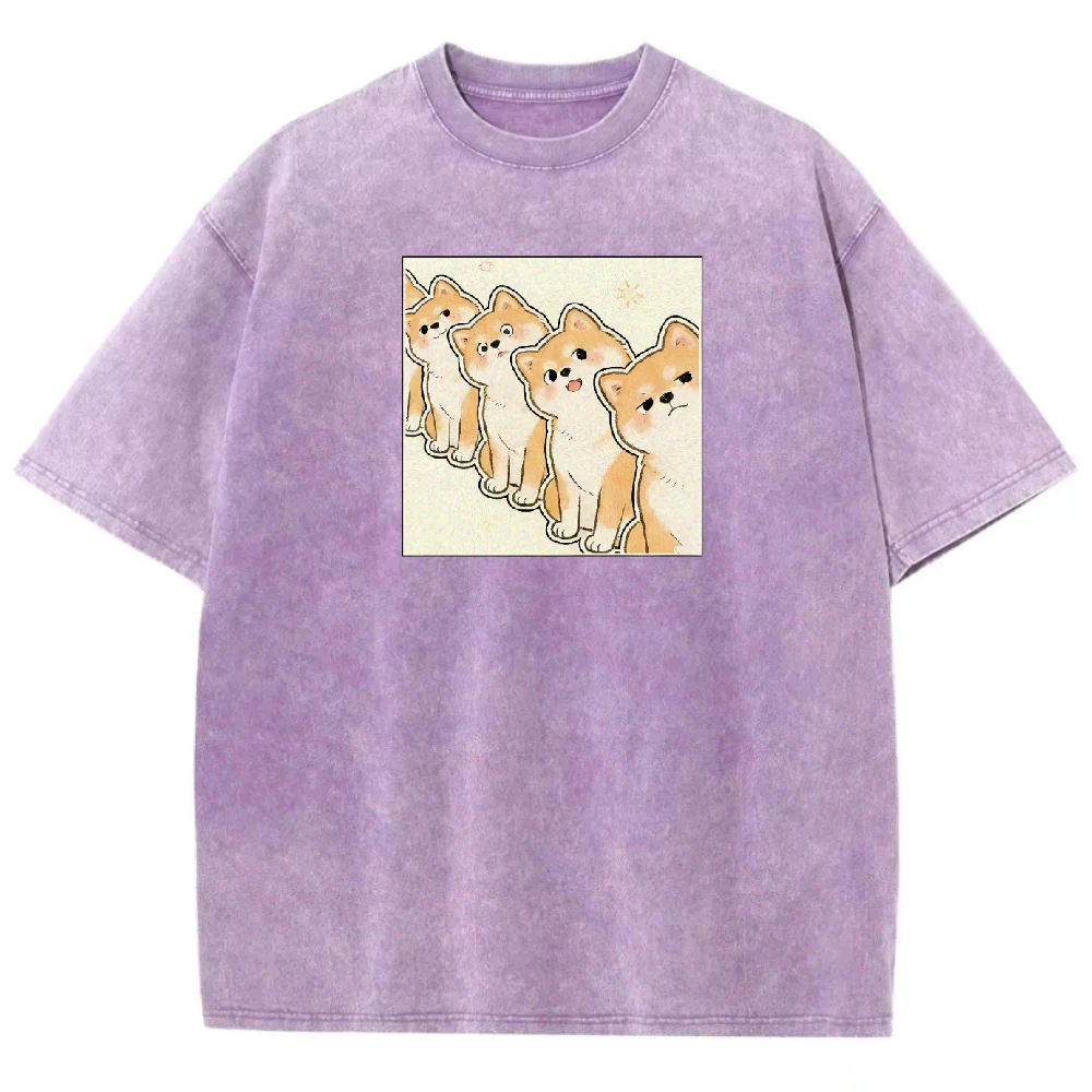 

Shiba Crew Pattern Oversized T Shirt Casual Unisex Cotton Tee for Dog Fans Summer Y2K Soft Breathable Daily Wear Tops Fashion