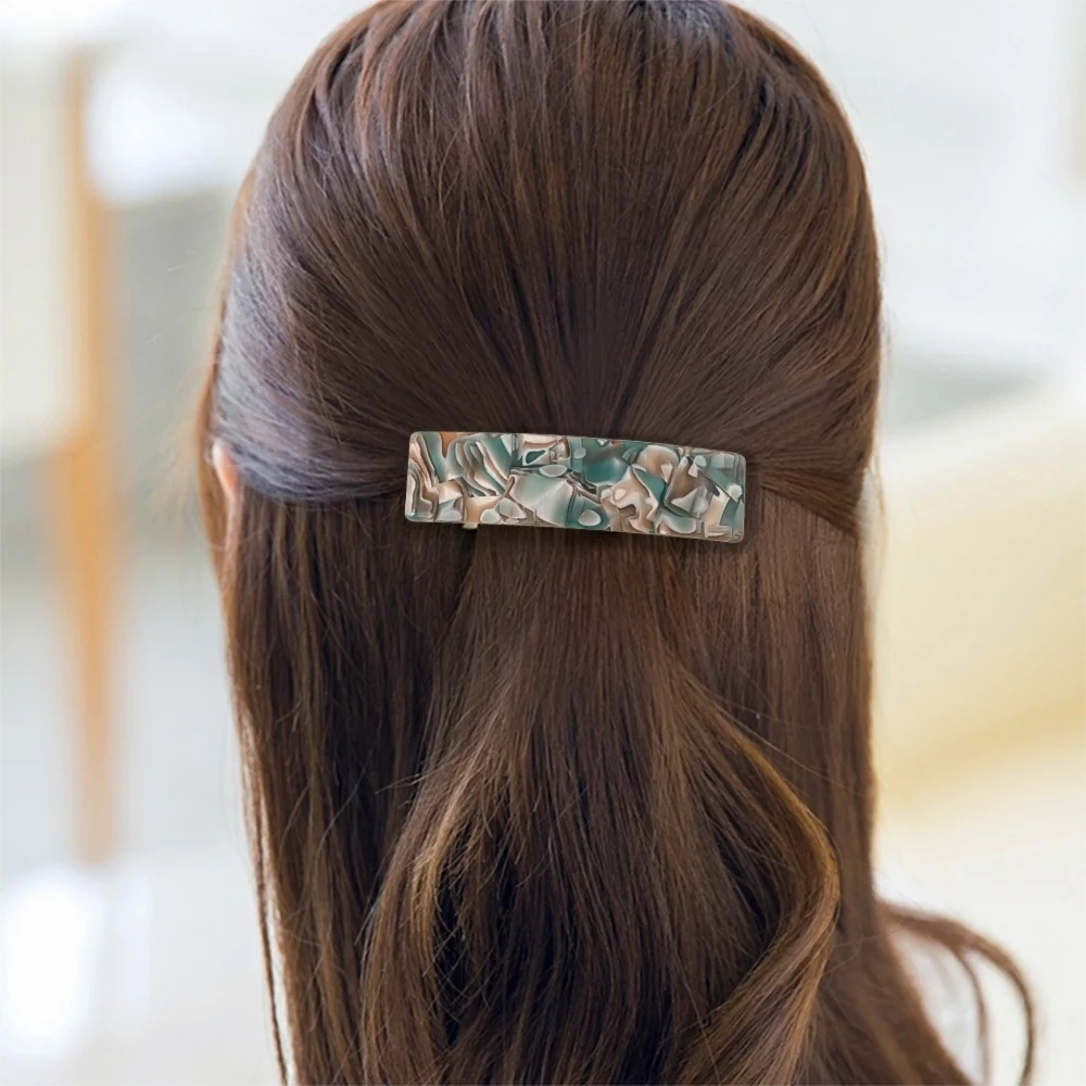 Acetate Acrylic French Hair Barrettes Curved Rectangle Styling Automatic Tortoise Shell Hair Clips Hair Accessories