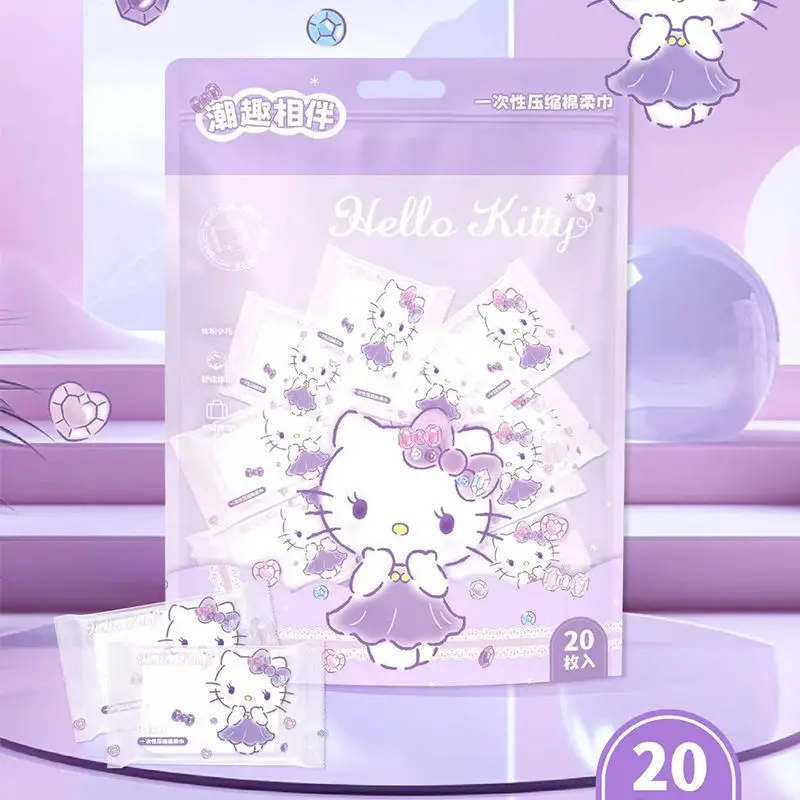 미니소 산리오 두꺼운 얼굴 수건 정품 압축 얼굴 수건 두꺼운 대형 일회용 수건 휴대 가능하고 체중 감량이 불가능합니다.