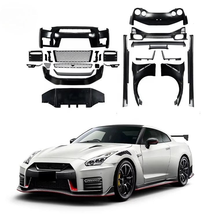 Car Body Kit GTR GTR35 Upgrade to NISM Style Half Carbon Plastic Car Bumper for NISSAN Front Rear Bumper 2008-2017 Bodykit
