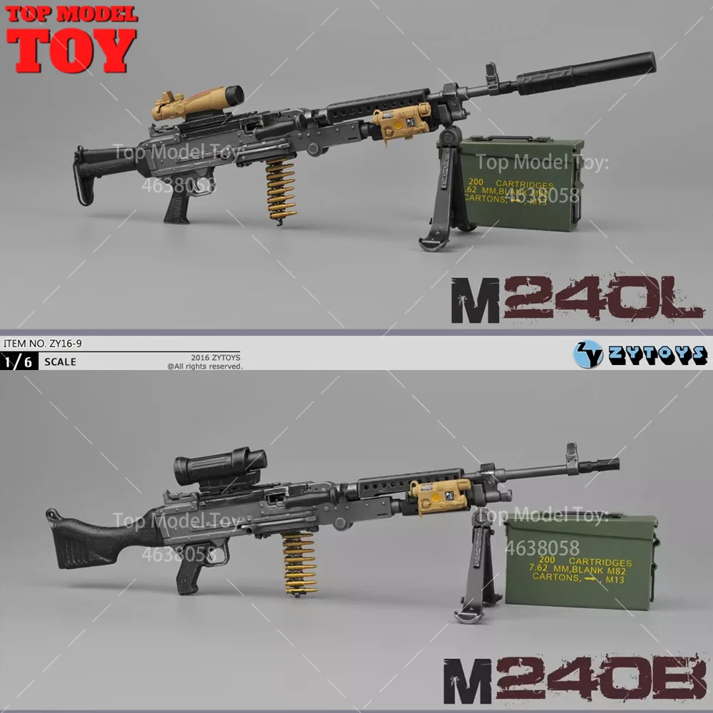 ZYTOYS ZY16-9 ZY16-10 1/6 Schaal M240 Machinegeweer Wapen Model 20 cm Scène Props Fit 12 ''Soldaat Action Figure Body poppen Speelgoed